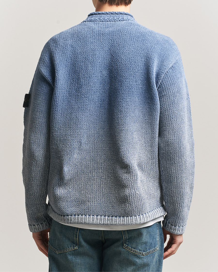 Homme | Pulls Et Tricots | Stone Island | Cotton Chenille Degrade Print Crewneck Dark Blue
