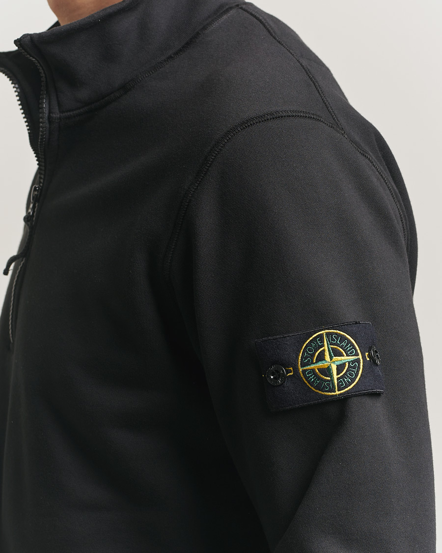 Heren | Truien | Stone Island | Garment Dyed Fleece Half Zip Black