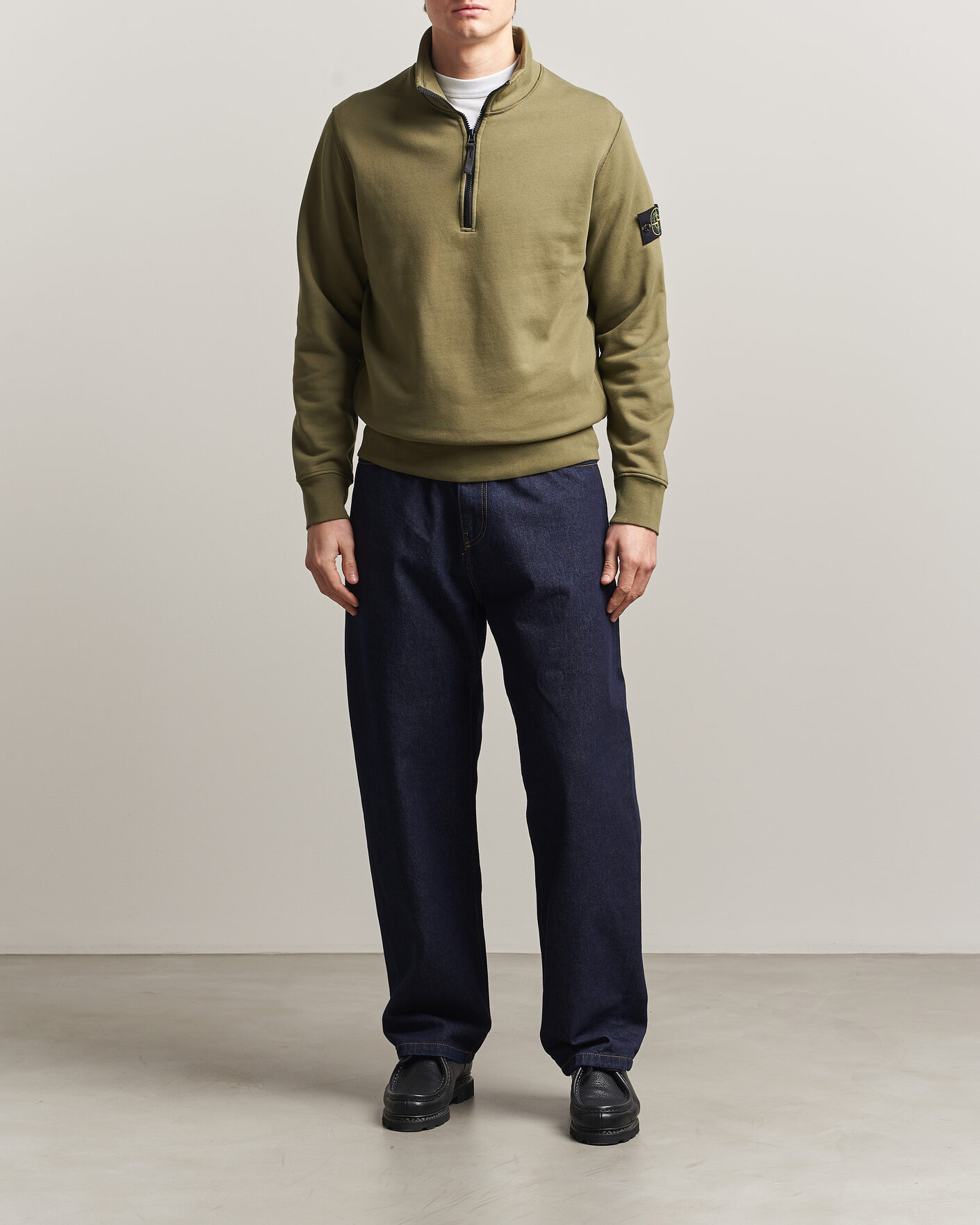Heren | Truien | Stone Island | Garment Dyed Fleece Half Zip Military Green