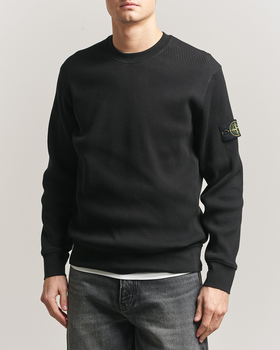 Homme | Pulls Et Tricots | Stone Island | Organic Cotton Waffle Fleece Sweatshirt Black