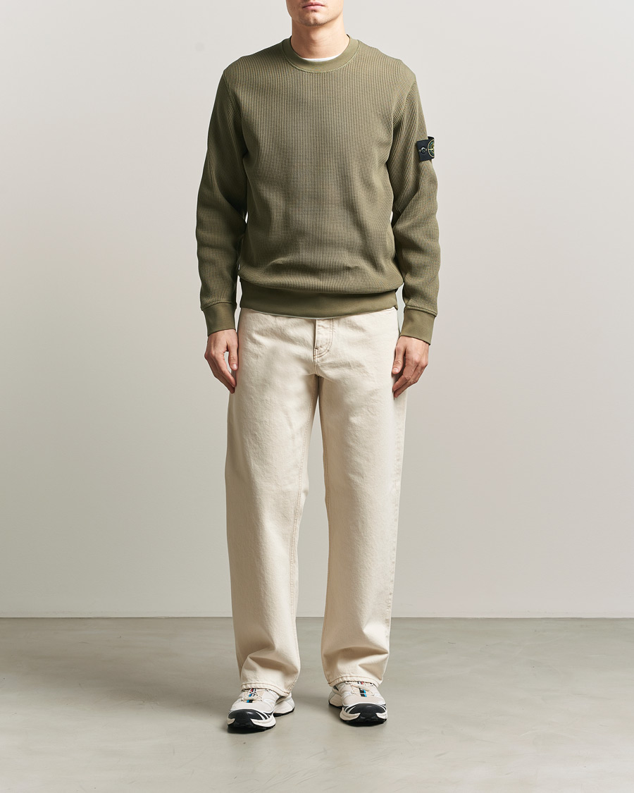 Homme | Pulls Et Tricots | Stone Island | Organic Cotton Waffle Fleece Sweatshirt Military