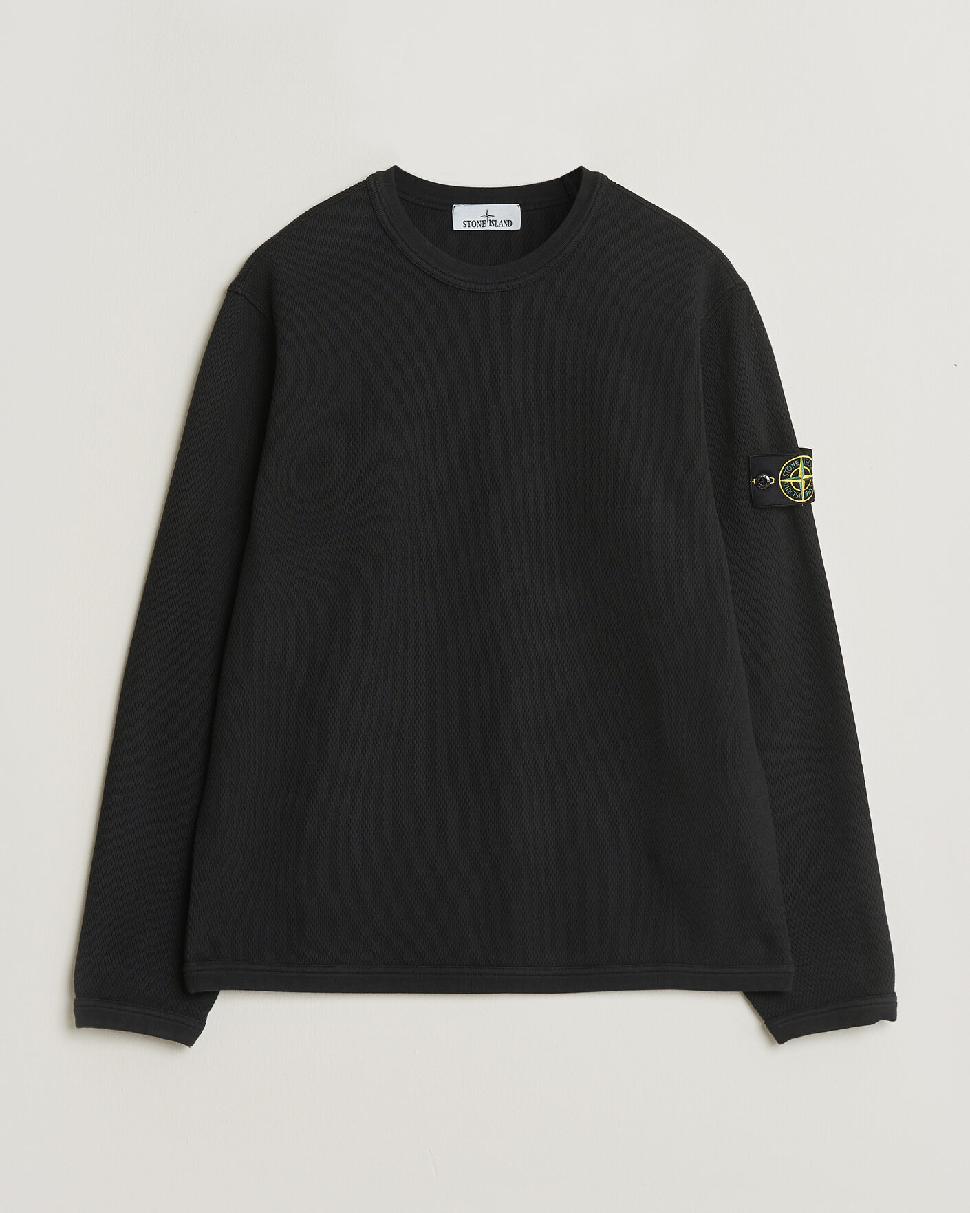 Heren | Truien | Stone Island | Mesh Stitch Organic Cotton Fleece Crewneck Black