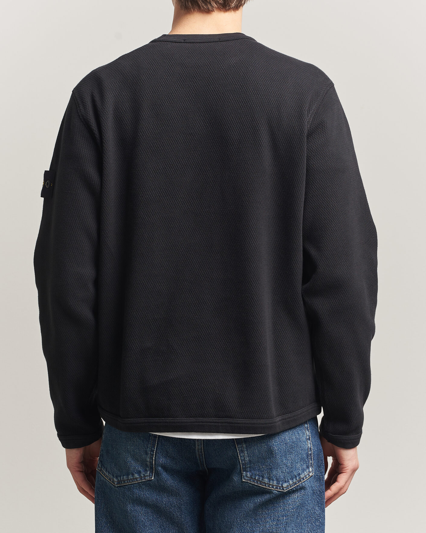 Heren | Truien | Stone Island | Mesh Stitch Organic Cotton Fleece Crewneck Black