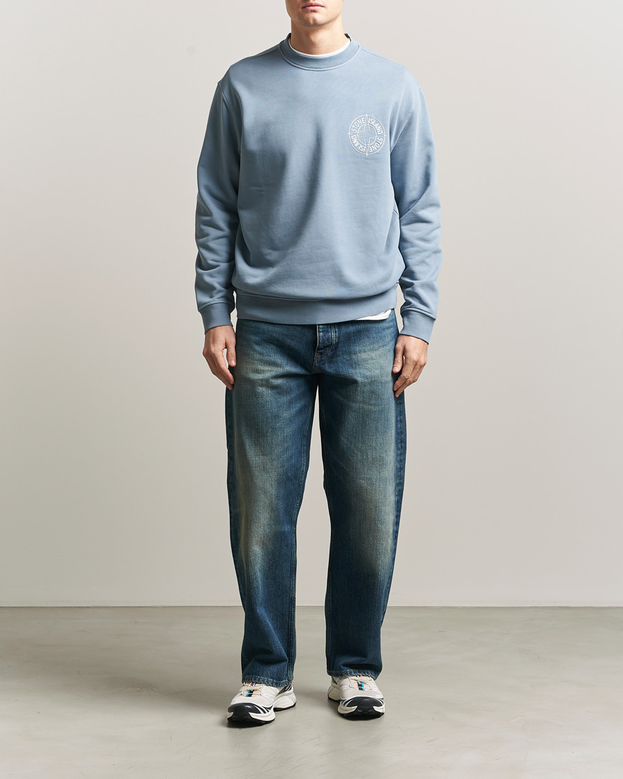 Homme | Pulls Et Tricots | Stone Island | Cotton Fleece Printed Logo Sweatshirt Dark Blue