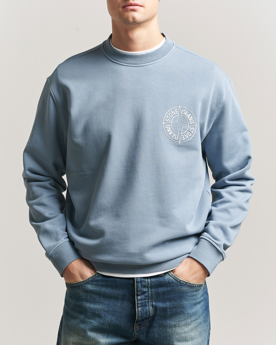 Homme | Pulls Et Tricots | Stone Island | Cotton Fleece Printed Logo Sweatshirt Dark Blue