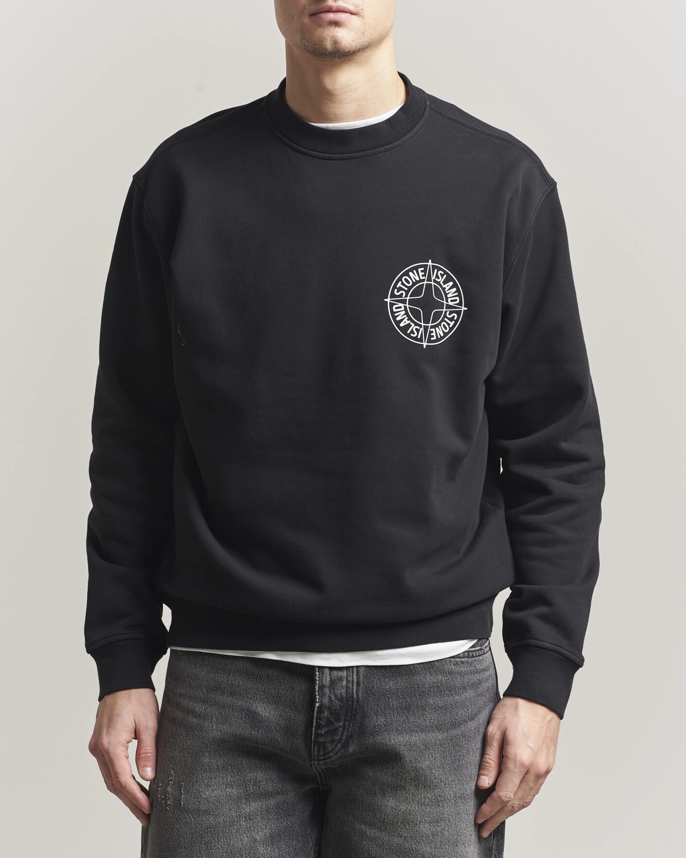 Heren | Truien | Stone Island | Cotton Fleece Printed Logo Sweatshirt Black