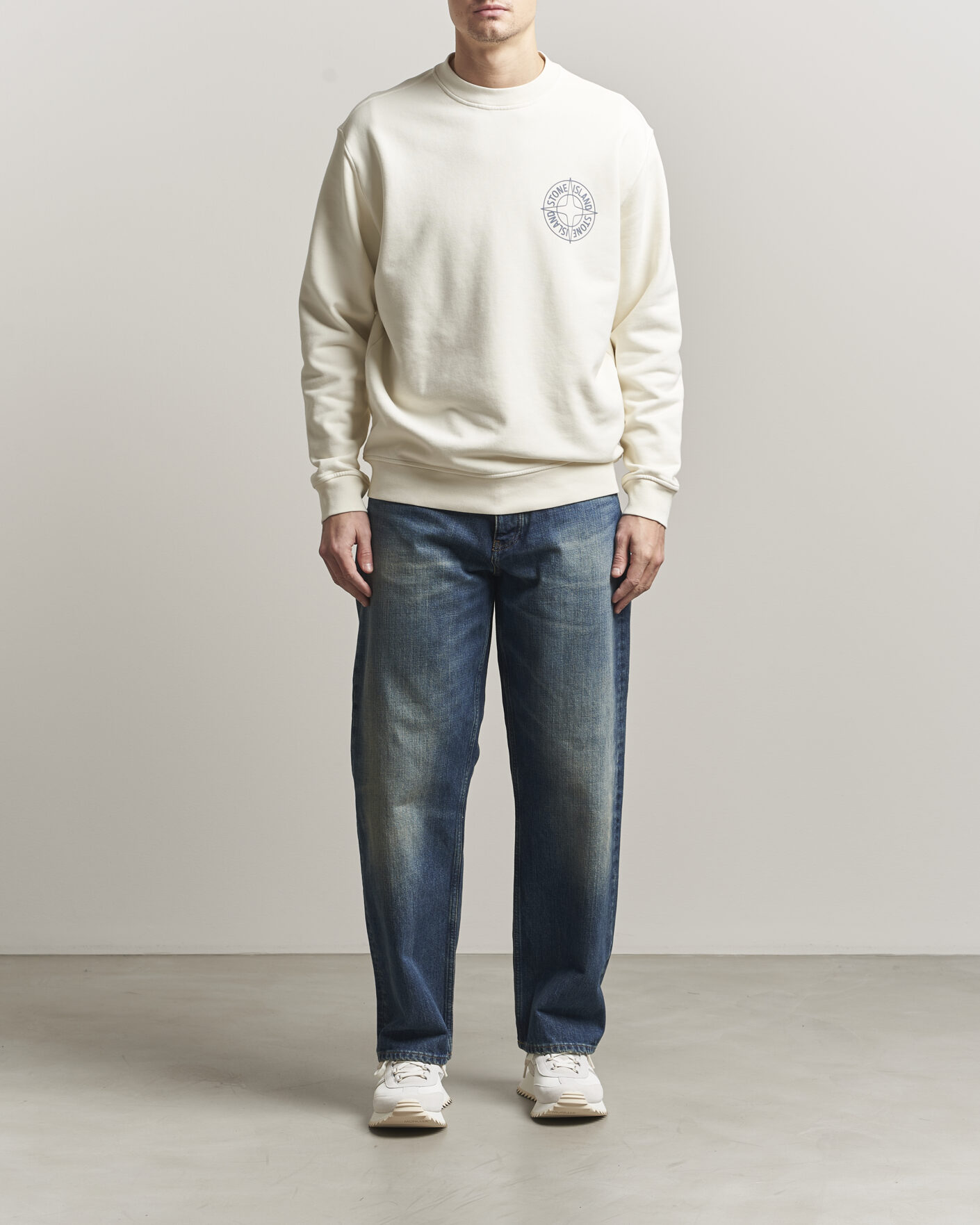 Heren | Truien | Stone Island | Cotton Fleece Printed Logo Sweatshirt Ivory