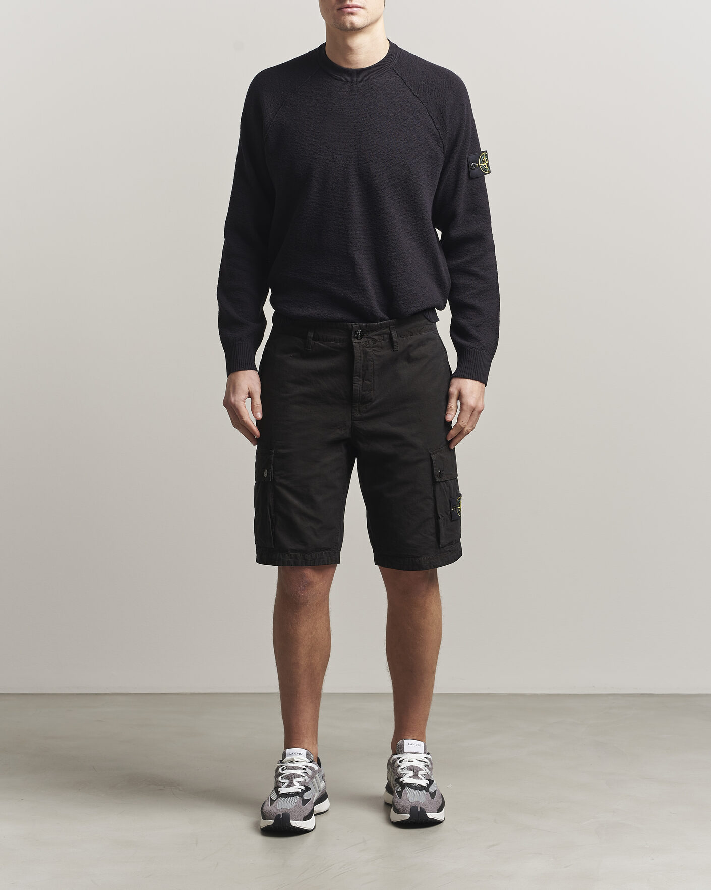 Homme | Shorts | Stone Island | Brushed Cotton Canvas Cargo Shorts Black