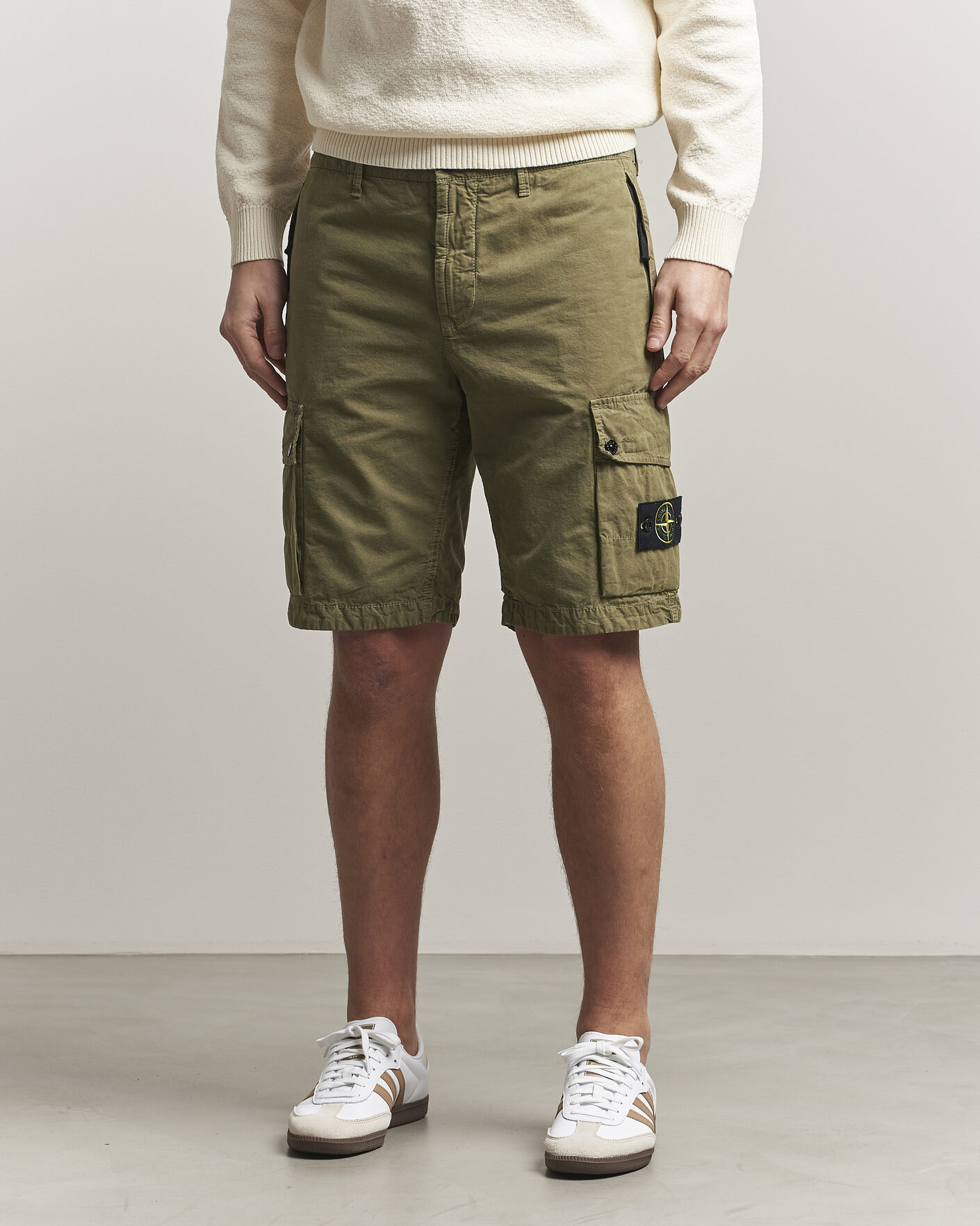 Homme | Shorts | Stone Island | Brushed Cotton Canvas Cargo Shorts Military Green