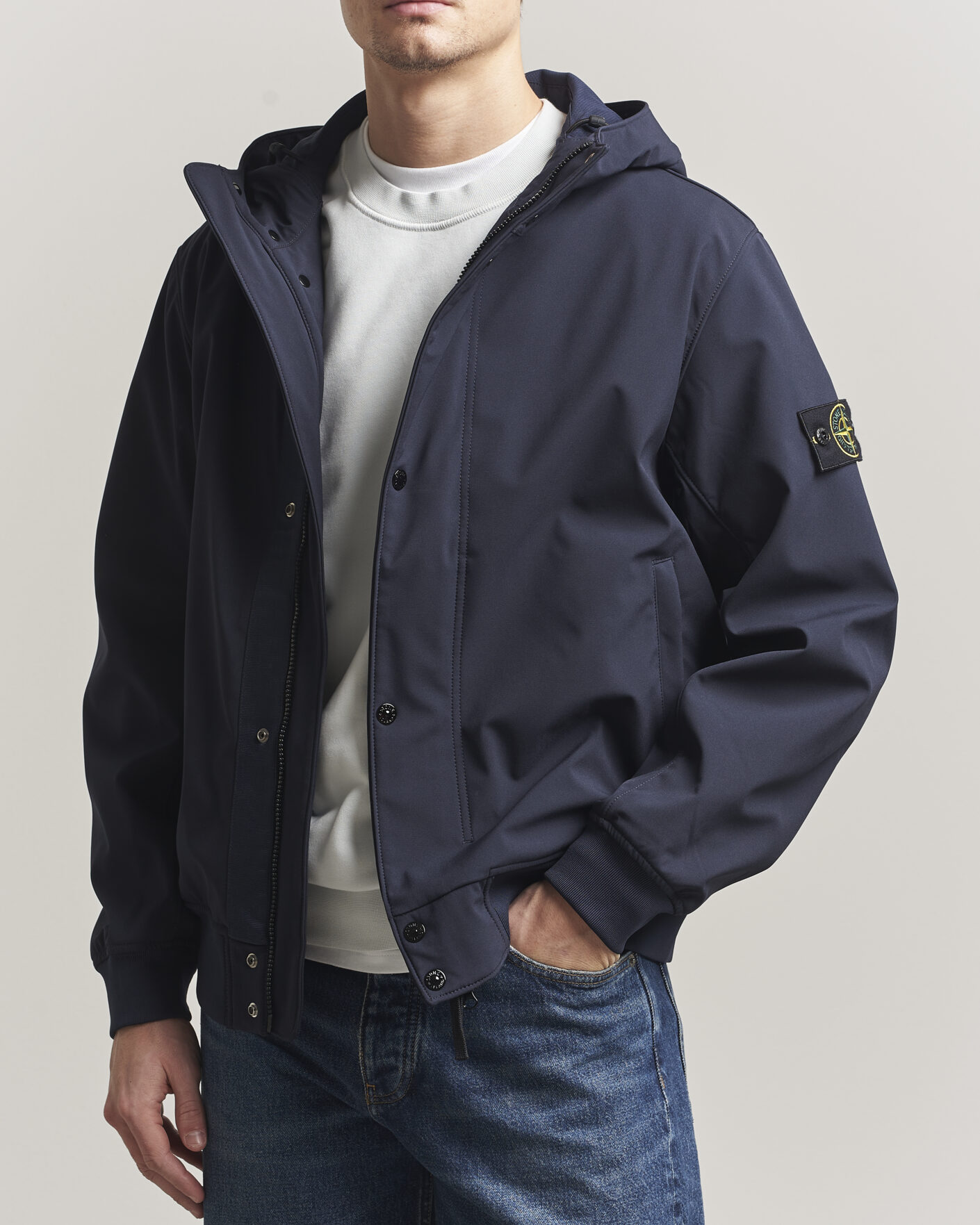 Heren | Jassen | Stone Island | Soft Shell Hooded Jacket Navy