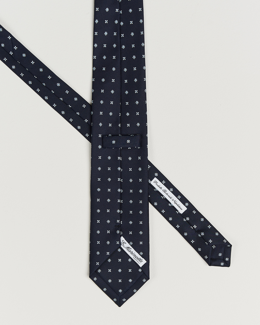 Homme | Cravates | E. Marinella | 3-Fold Printed Silk Tie Navy