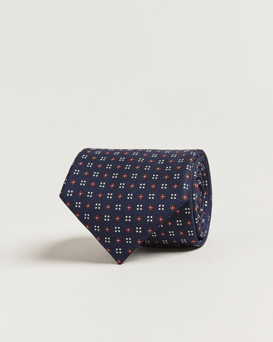 Heren | Stropdassen | E. Marinella | 3-Fold Printed Silk Tie Navy