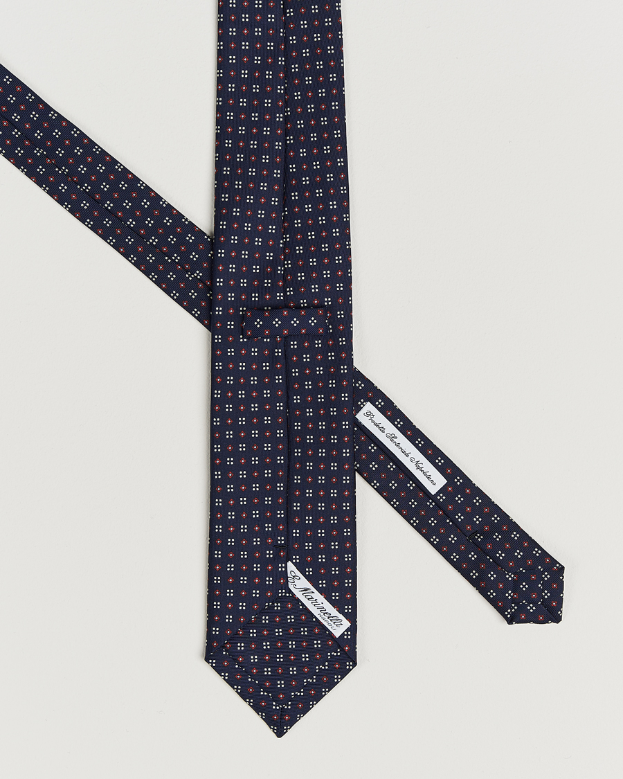 Homme | Cravates | E. Marinella | 3-Fold Printed Silk Tie Navy