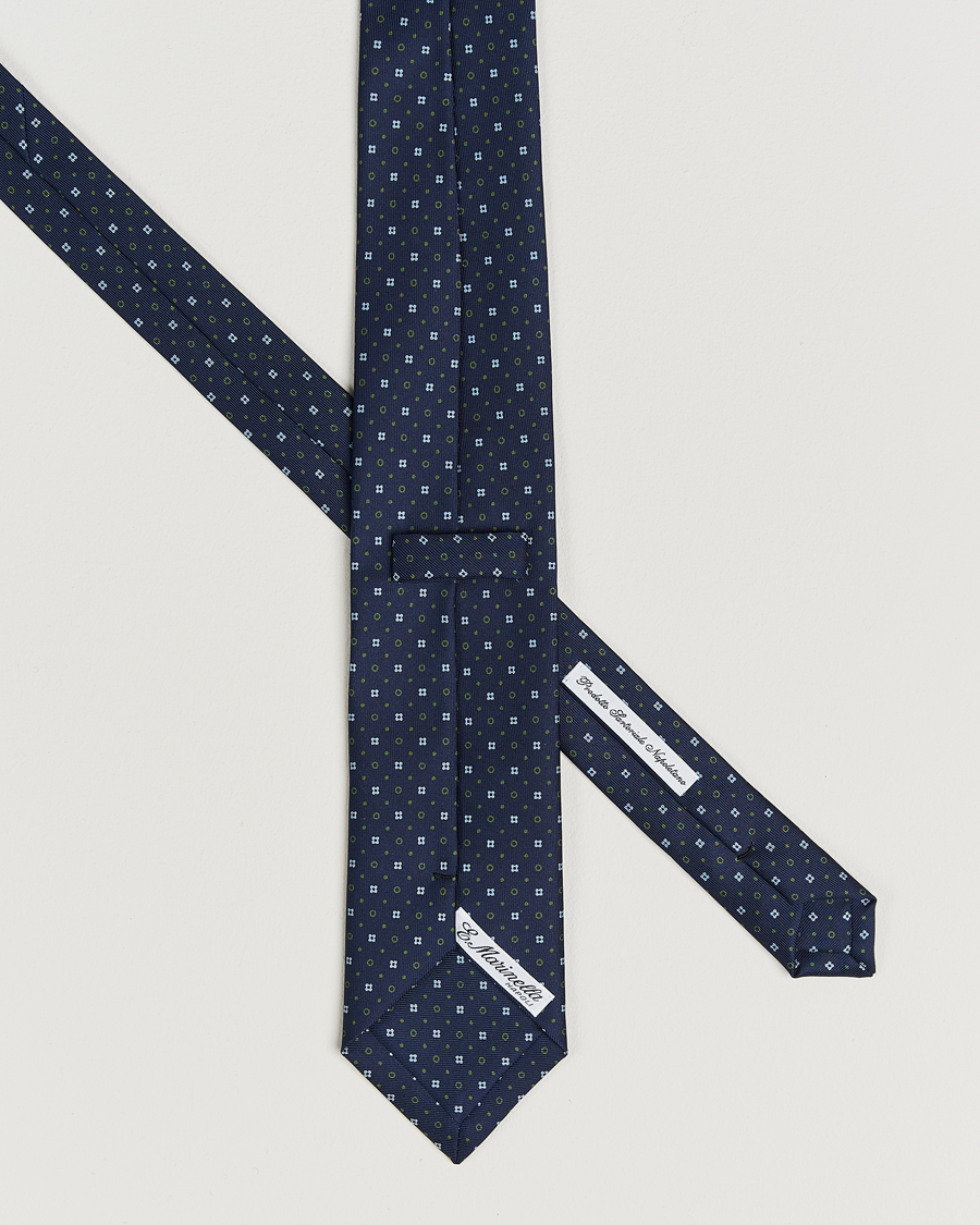 Homme | Cravates | E. Marinella | 3-Fold Printed Silk Tie Dark Blue