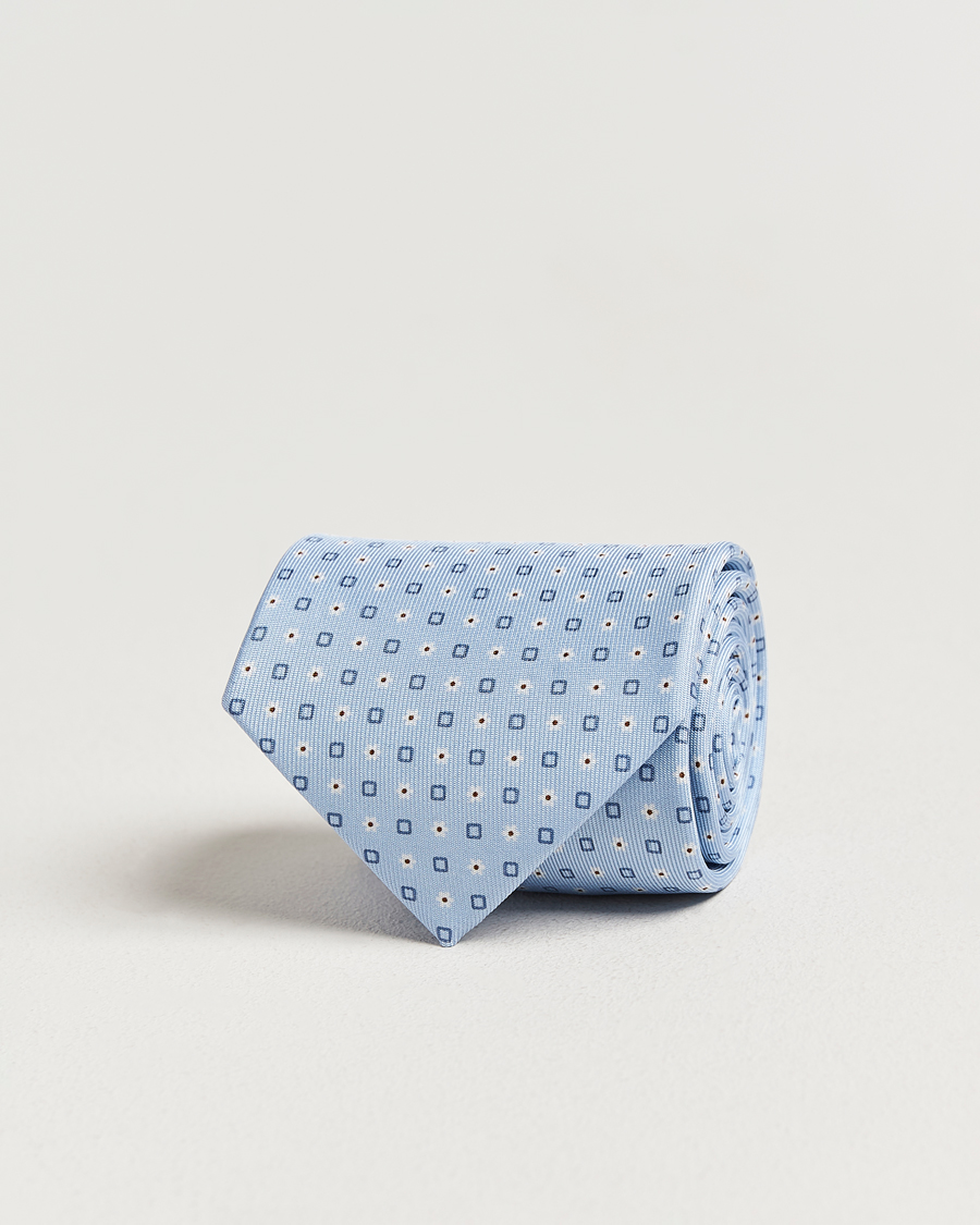 Homme | Cravates | E. Marinella | 3-Fold Printed Silk Tie Light Blue