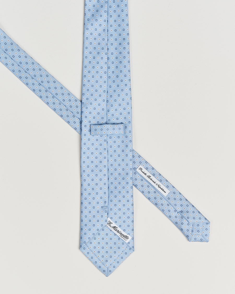 Homme | Cravates | E. Marinella | 3-Fold Printed Silk Tie Light Blue