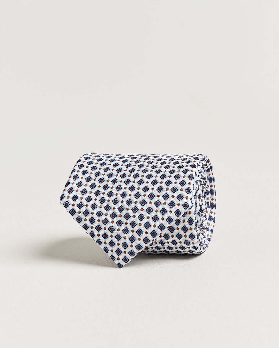 Heren | Stropdassen | E. Marinella | 3-Fold Printed Silk Tie Blue/White