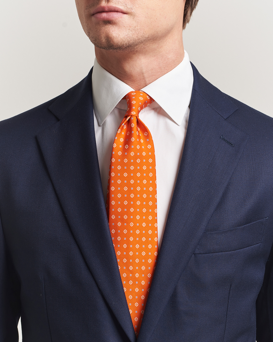 Homme | Cravates | E. Marinella | 3-Fold Printed Silk Tie Orange
