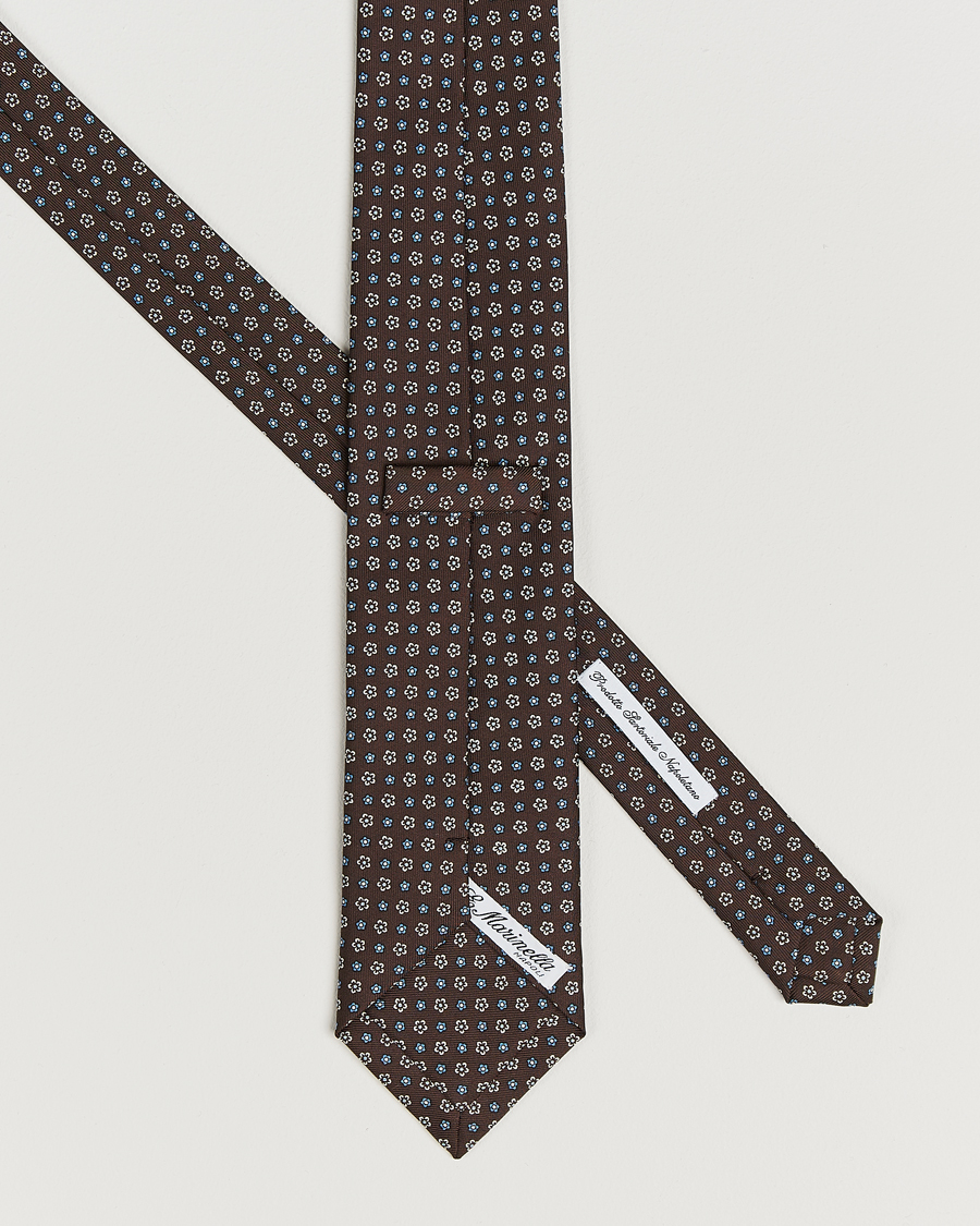 Heren | Stropdassen | E. Marinella | 3-Fold Printed Silk Tie Brown