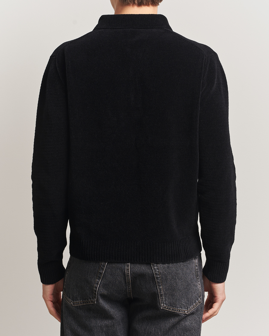 Homme | Polos | Sunflower | Chenile Long Sleeve Polo Black