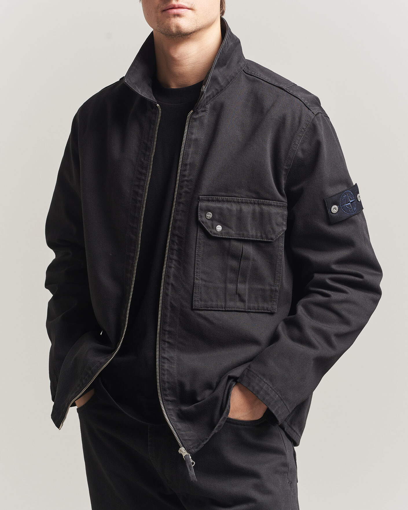 Heren | Jassen | Stone Island | Denim Zip Overshirt Black
