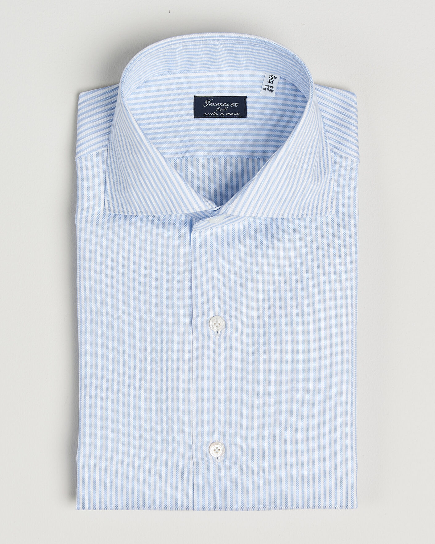 Heren | Overhemden | Finamore Napoli | Milano Slim Royal Oxford Dress Shirt Light Blue Stripe