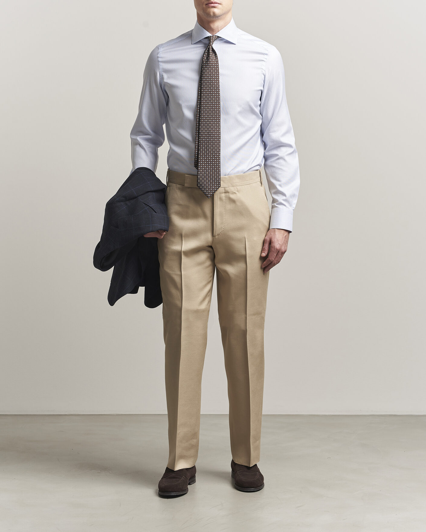 Homme | Chemises | Finamore Napoli | Milano Slim Royal Oxford Dress Shirt Light Blue Stripe