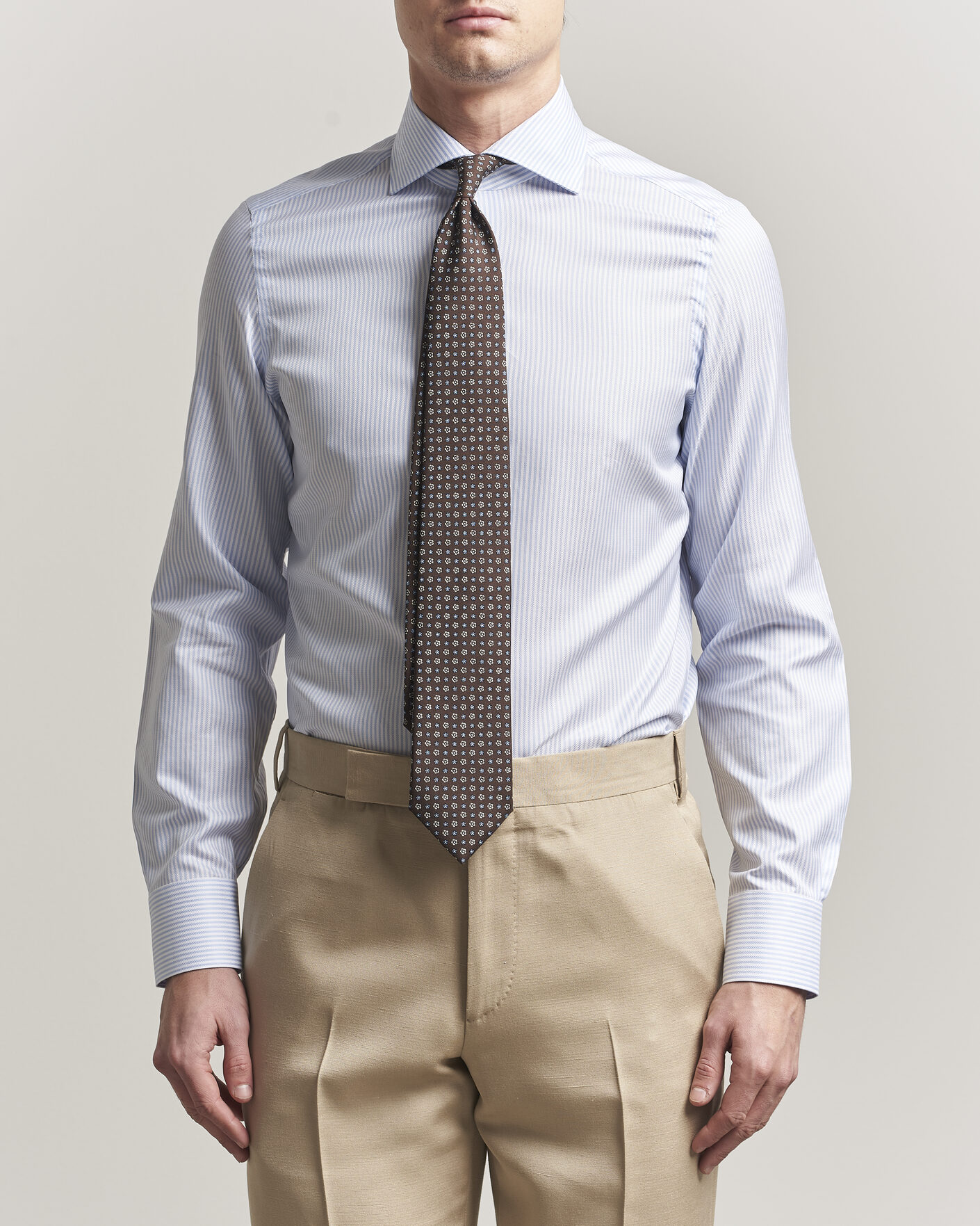 Heren | Overhemden | Finamore Napoli | Milano Slim Royal Oxford Dress Shirt Light Blue Stripe