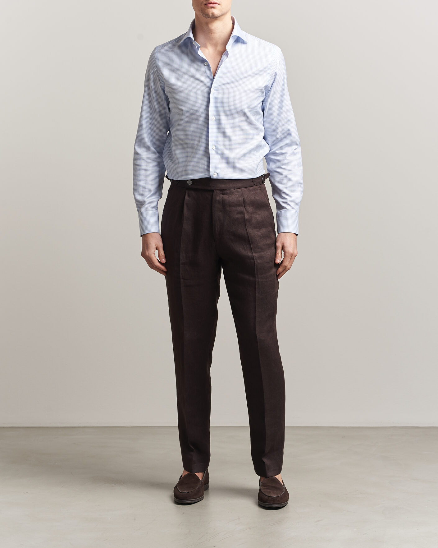 Heren | Overhemden | Finamore Napoli | Milano Slim Twill Shirt Light Blue Check