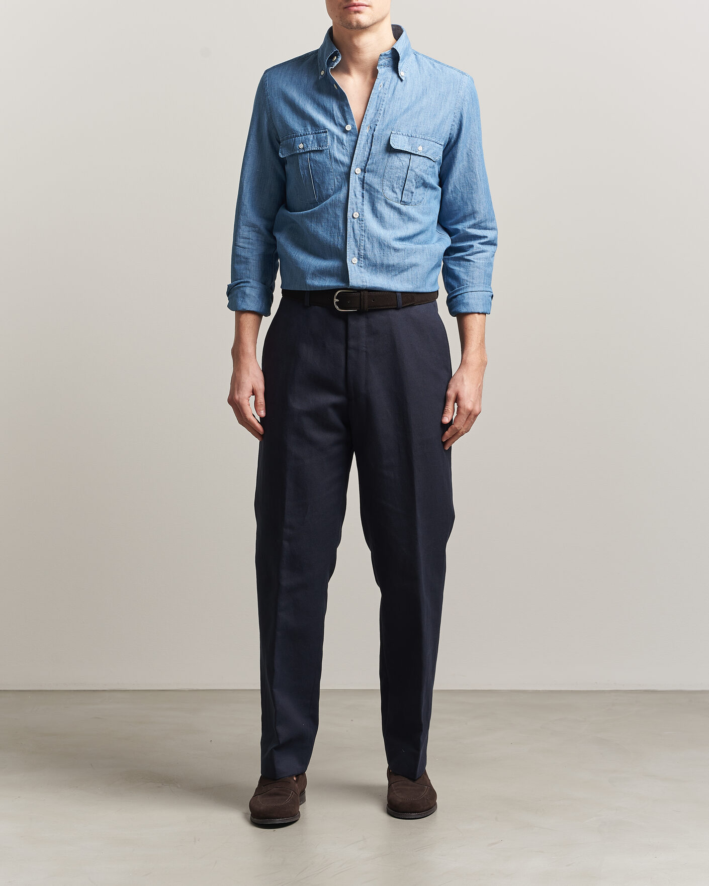 Heren | Overhemden | Finamore Napoli | Double Pocket Overshirt Light Blue