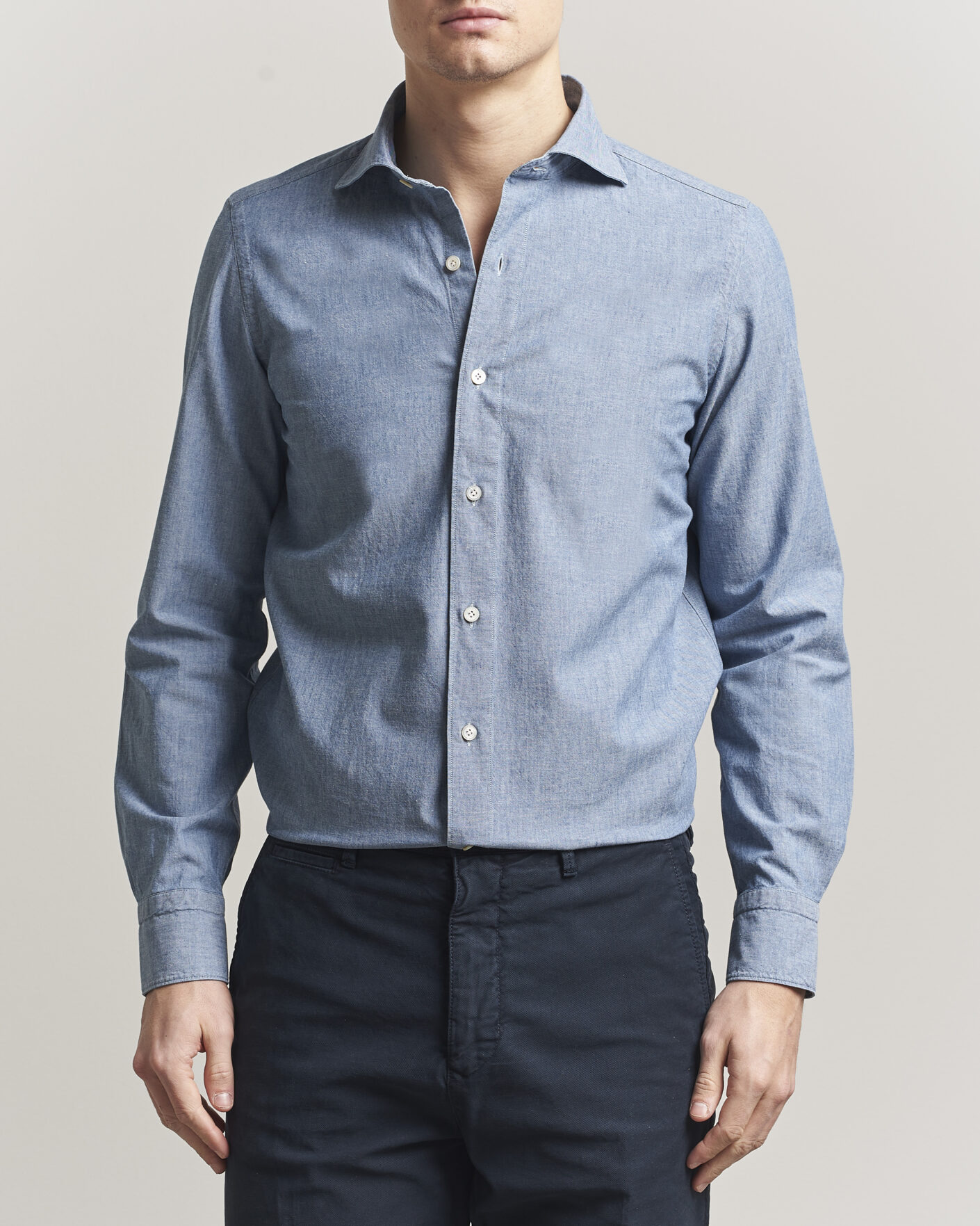 Homme | Chemises | Finamore Napoli | Gaeta Chambray Shirt Light Blue