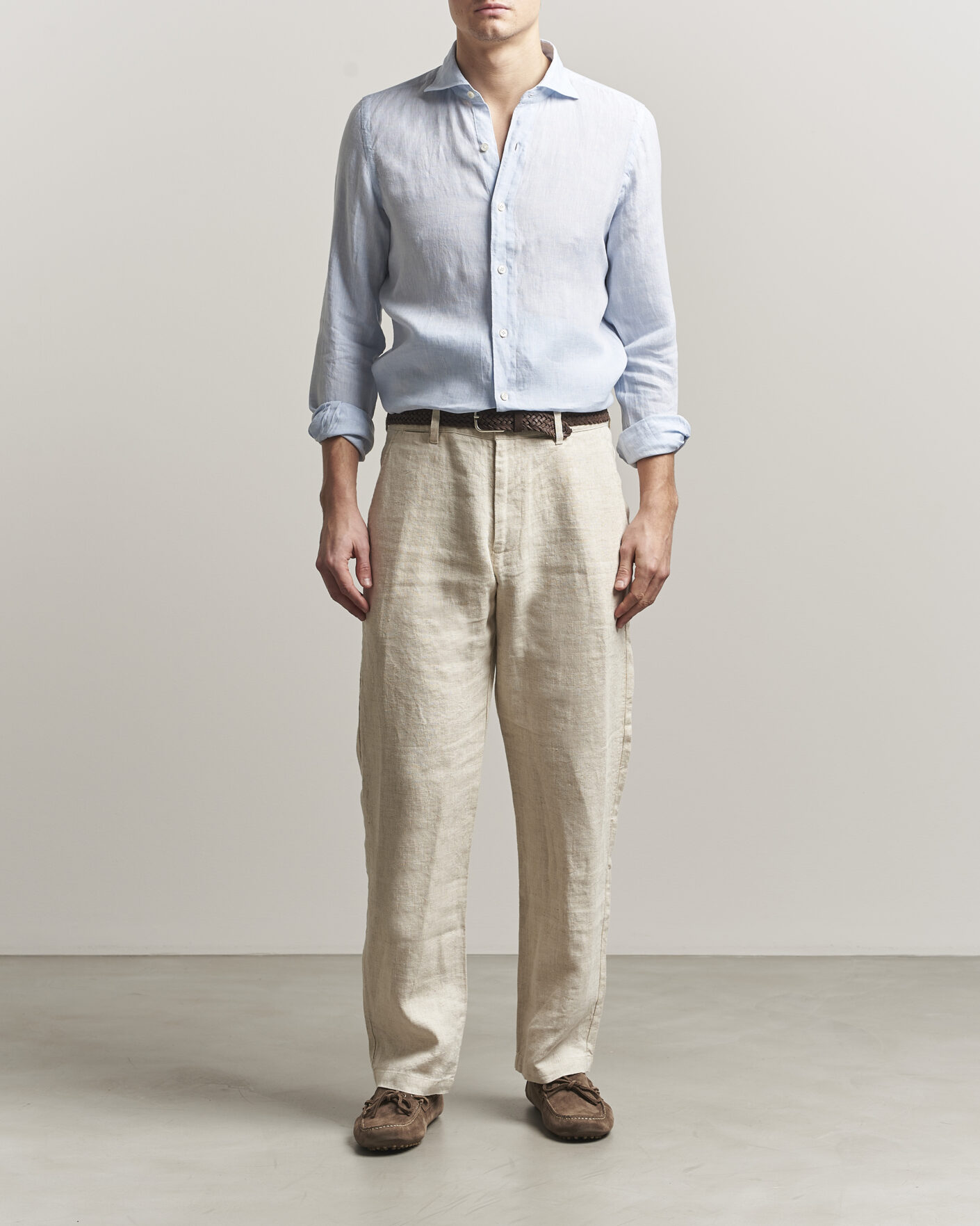 Heren | Overhemden | Finamore Napoli | Gaeta Linen Shirt Light Blue