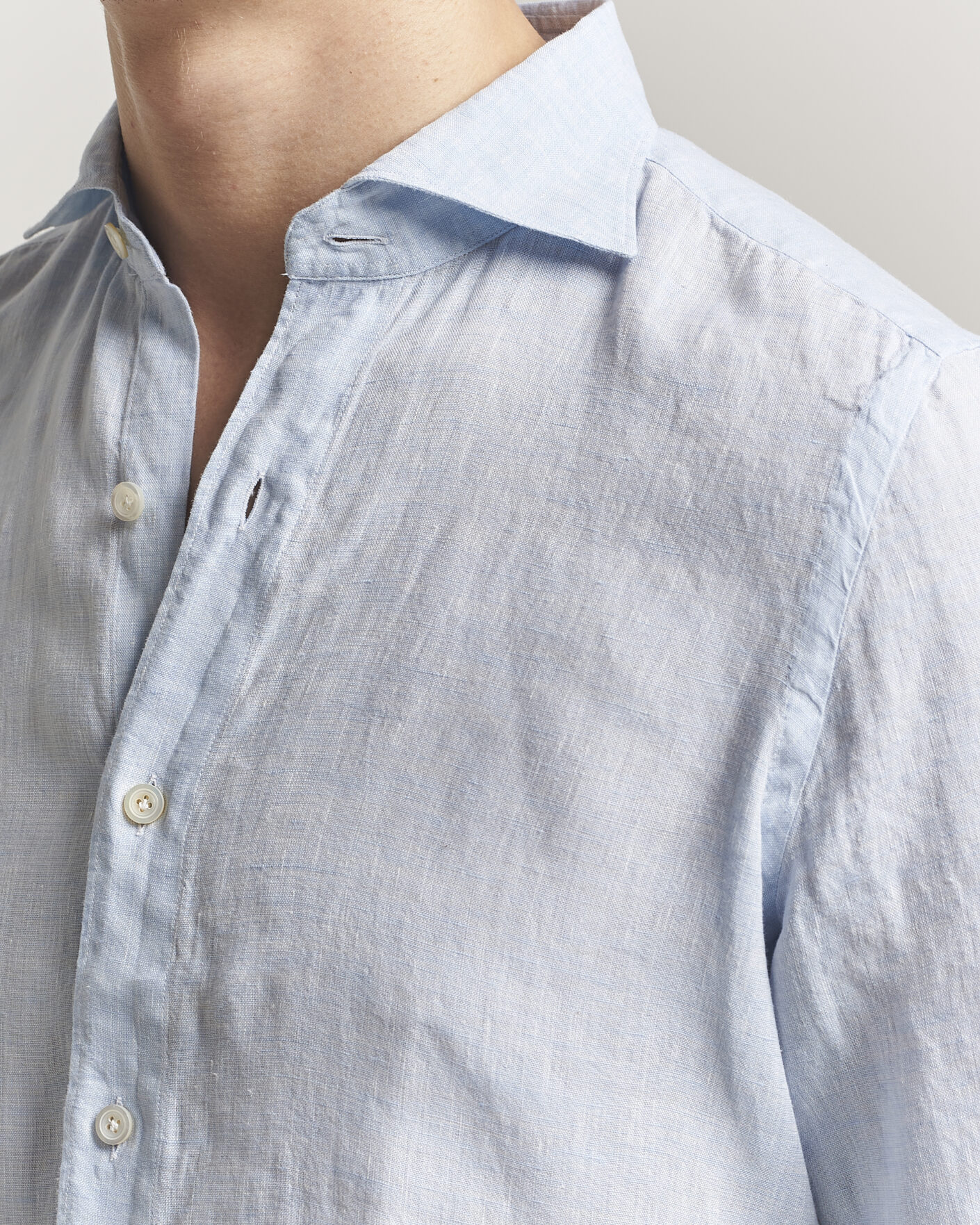 Homme | Chemises | Finamore Napoli | Gaeta Linen Shirt Light Blue