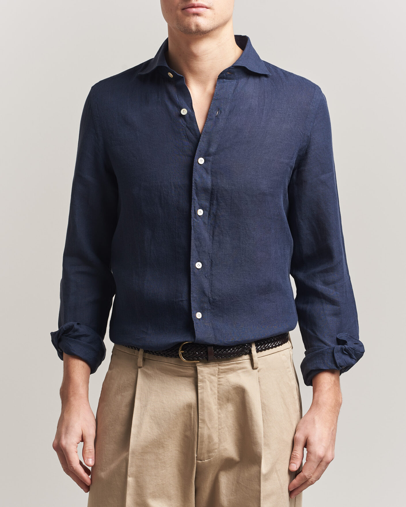 Homme | Chemises | Finamore Napoli | Gaeta Linen Shirt Navy