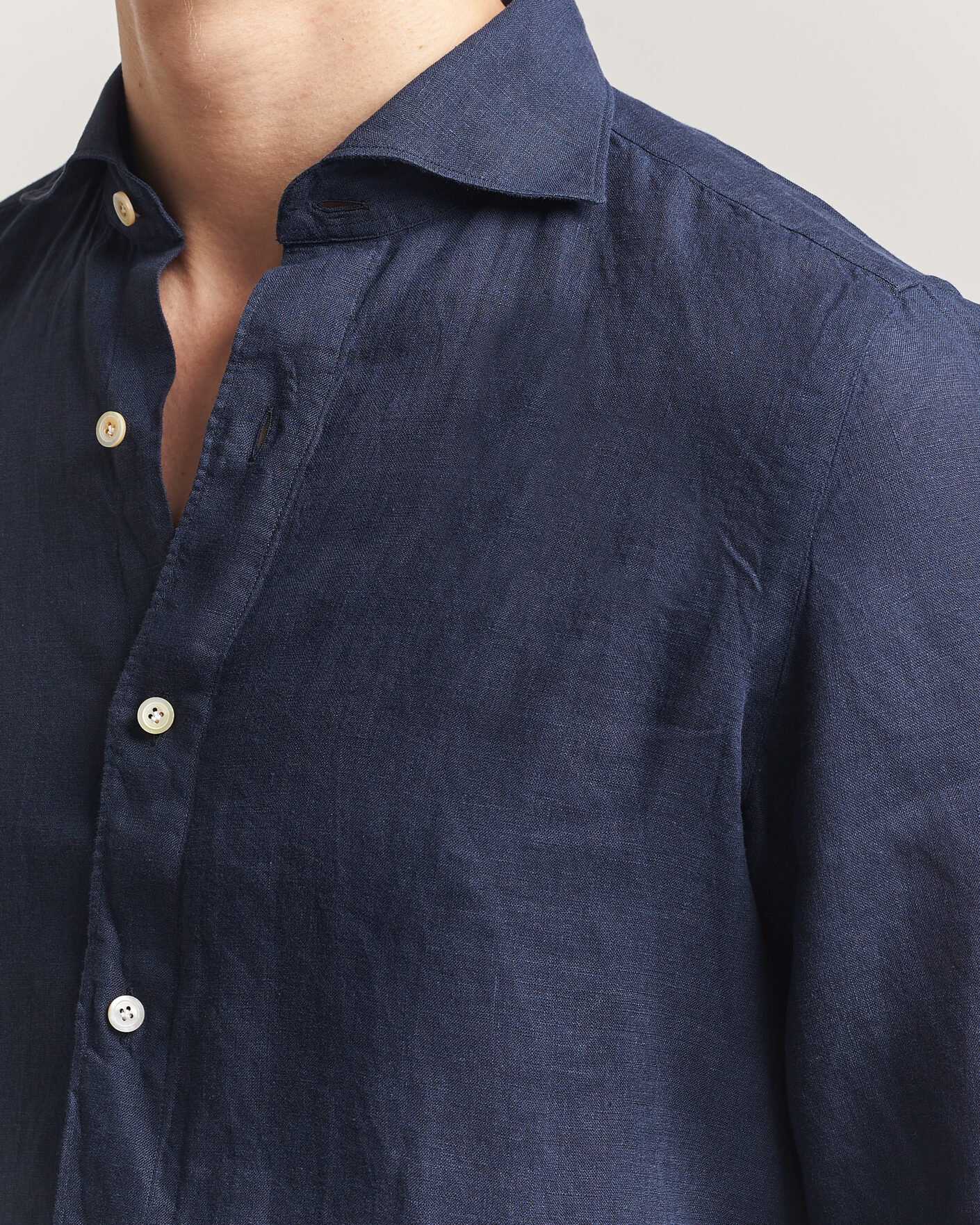 Heren | Overhemden | Finamore Napoli | Gaeta Linen Shirt Navy