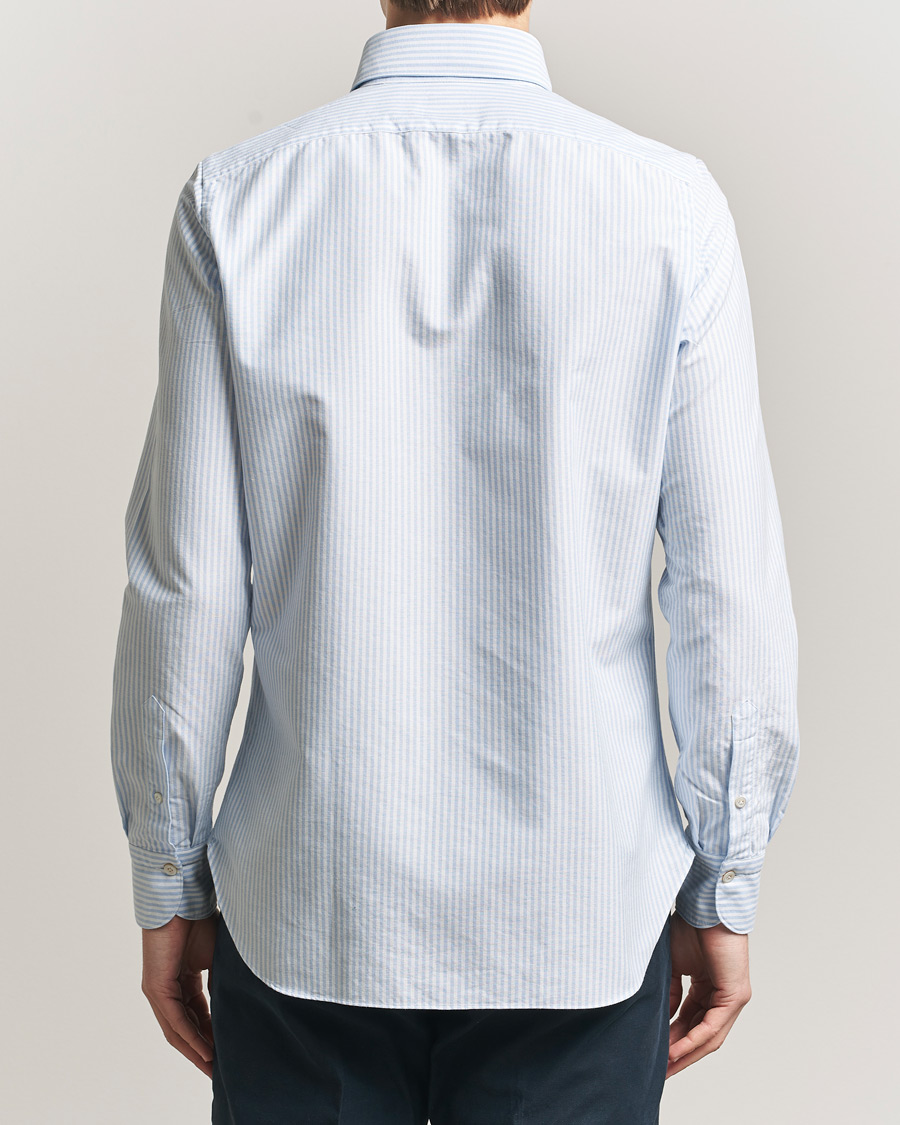 Heren | Overhemden | Finamore Napoli | Gaeta Oxford Button Down Shirt Light Blue Stripe