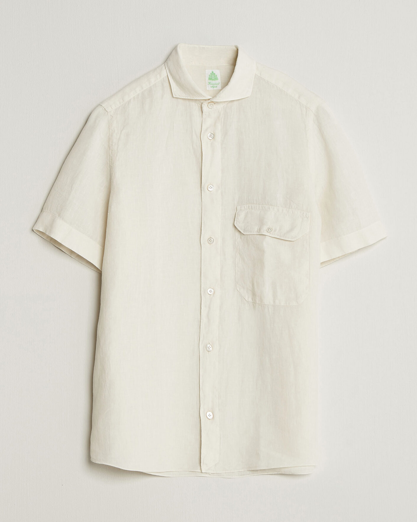 Homme | Chemises | Finamore Napoli | Linen Short Sleeve Sport Shirt Off White