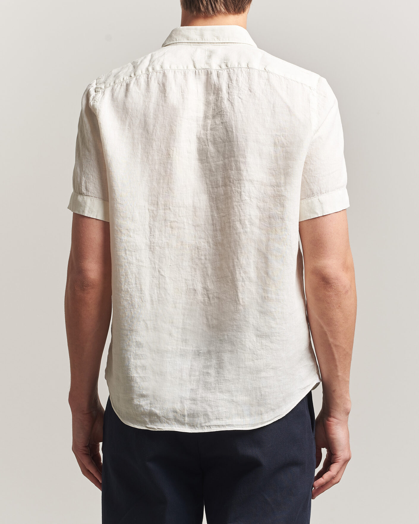 Homme | Chemises | Finamore Napoli | Linen Short Sleeve Sport Shirt Off White