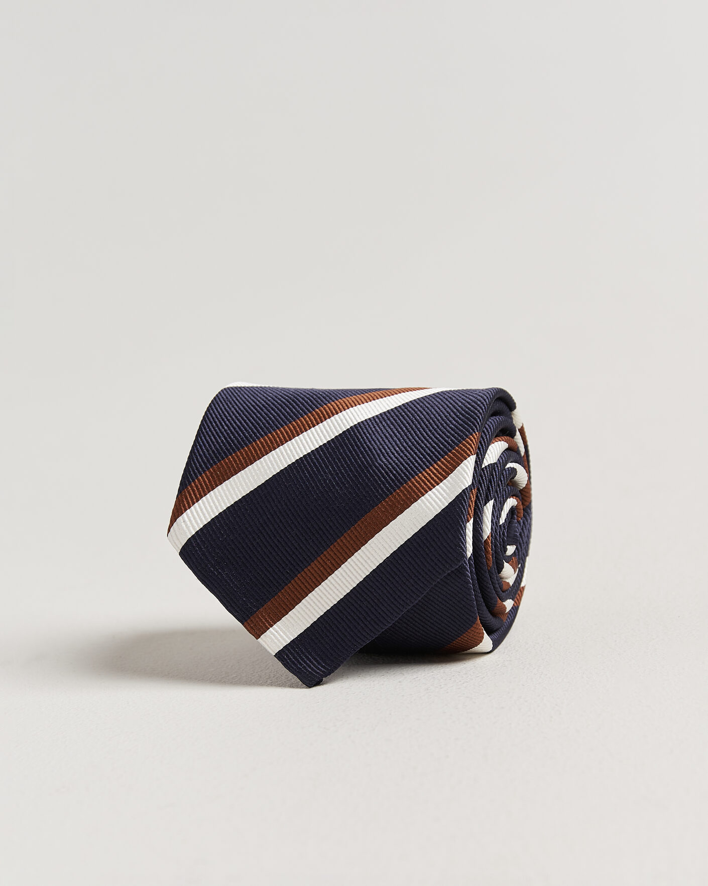 Heren | Stropdassen | Finamore Napoli | Regimental Stripe Silk Tie Navy/Brown