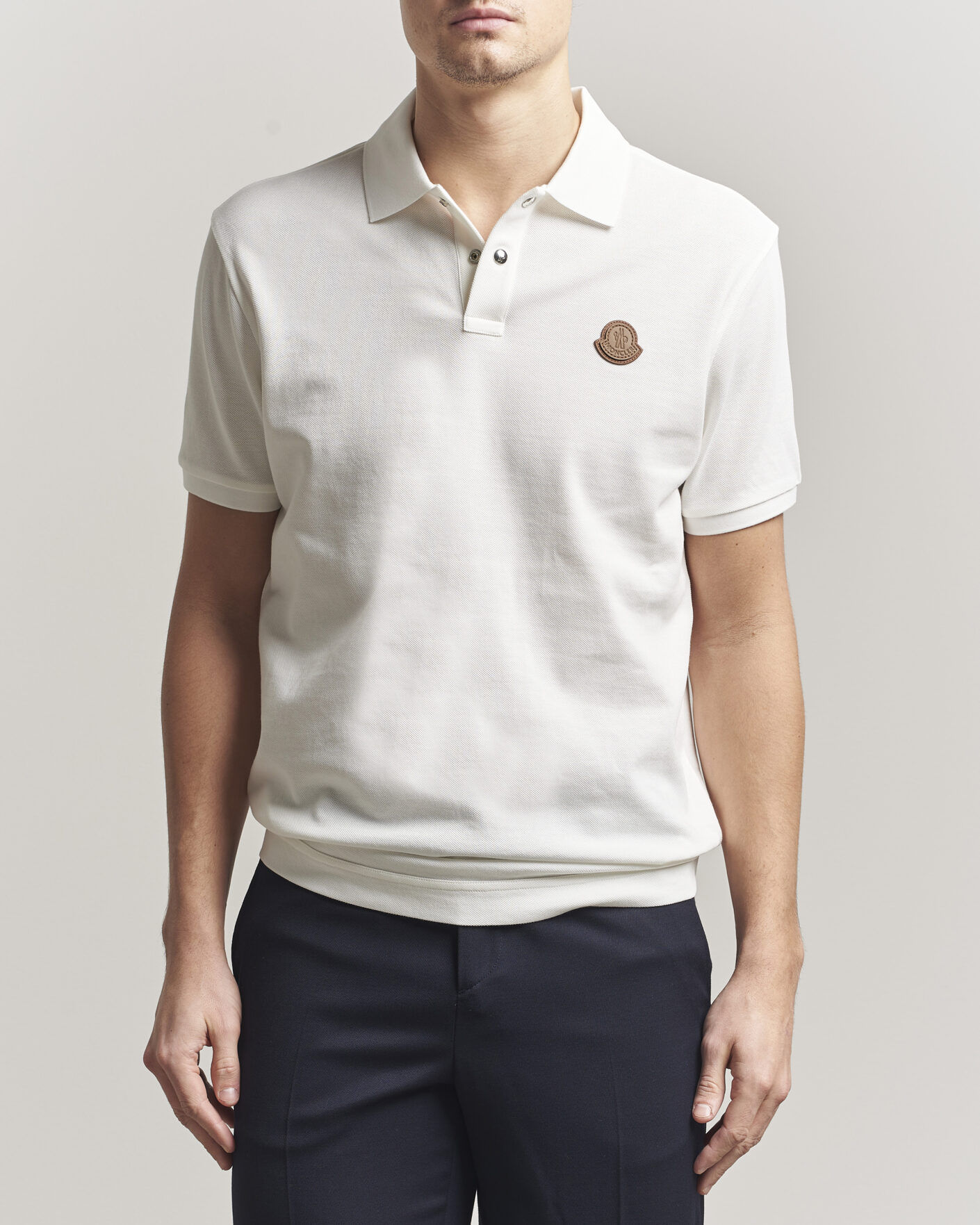 Homme | Polos | Moncler | Luxury Logo Polo Off White