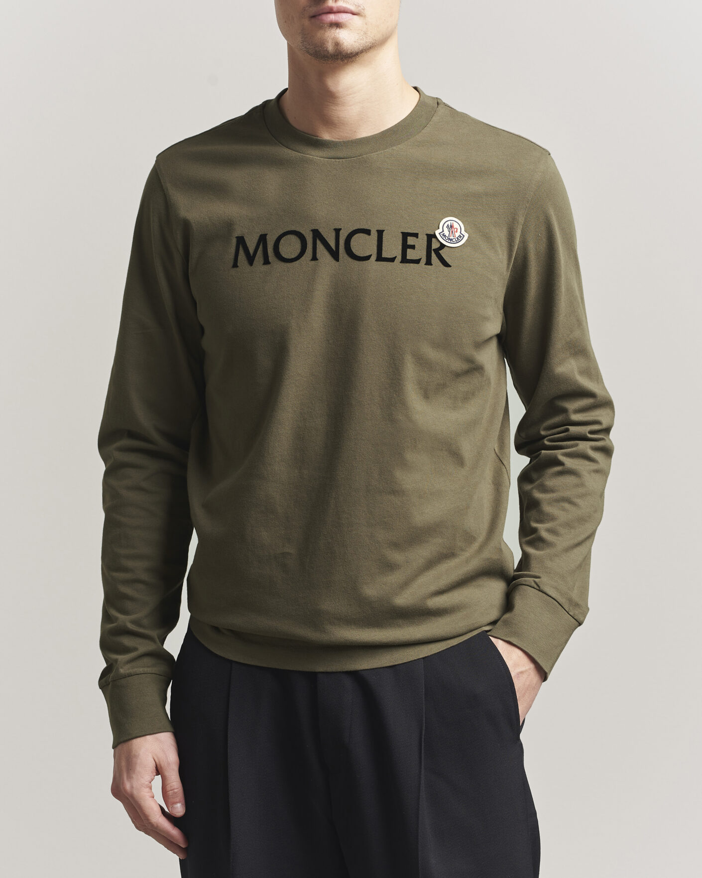 Heren | T-shirts | Moncler | Lettering Logo Long Sleeve T-Shirt Desert