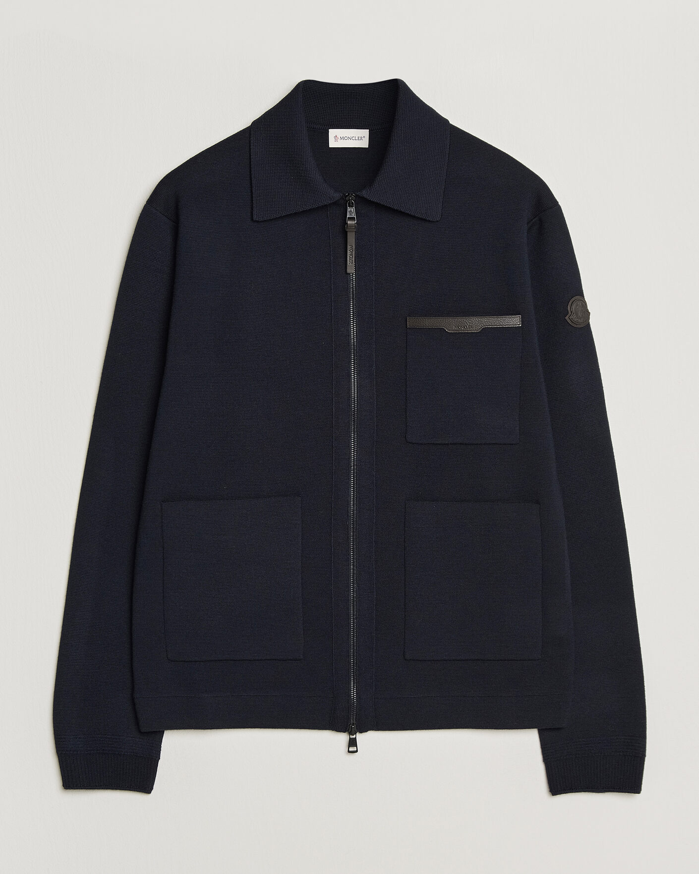 Homme | Pulls Et Tricots | Moncler | Zip Wool Cardigan Navy