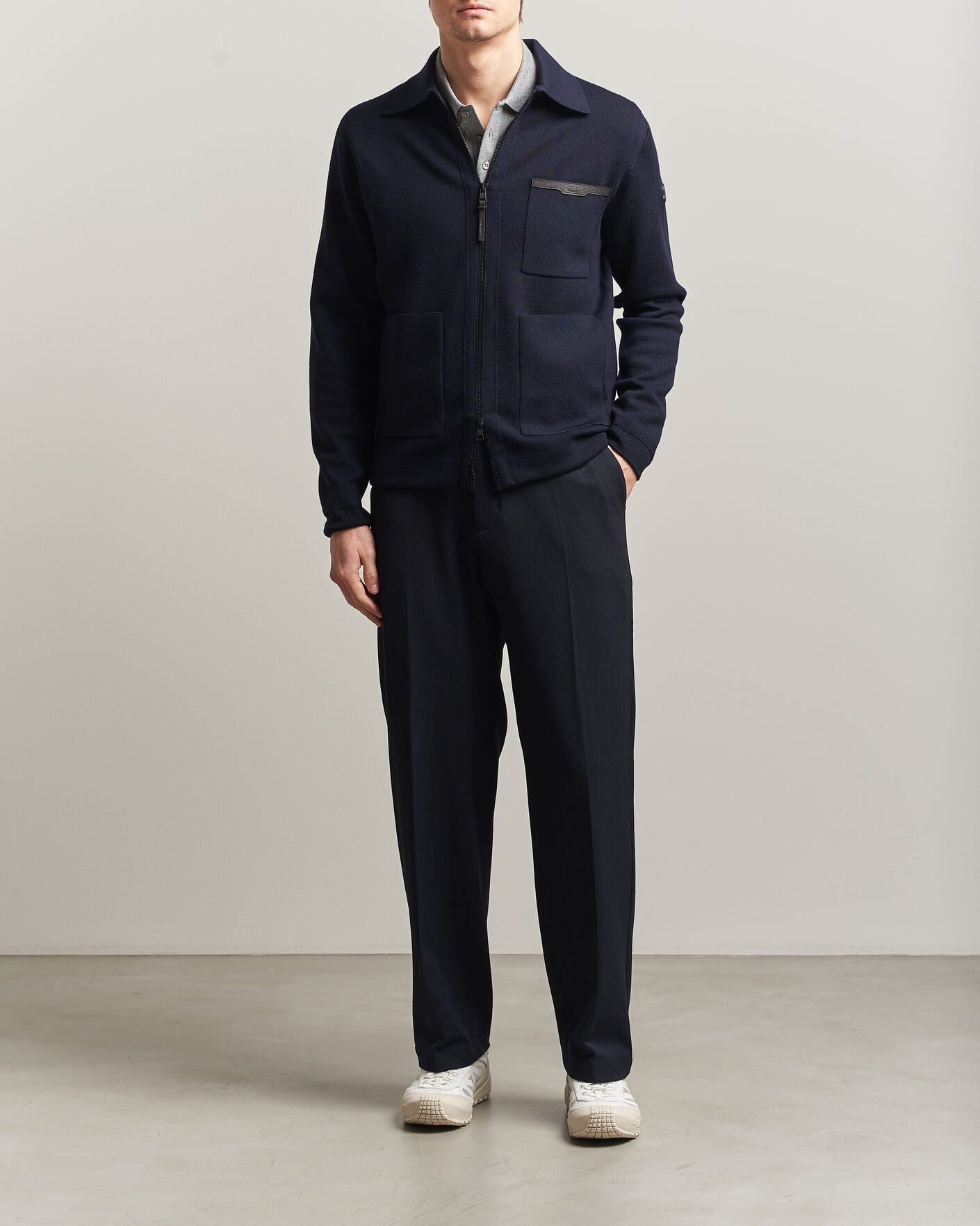 Heren | Truien | Moncler | Zip Wool Cardigan Navy