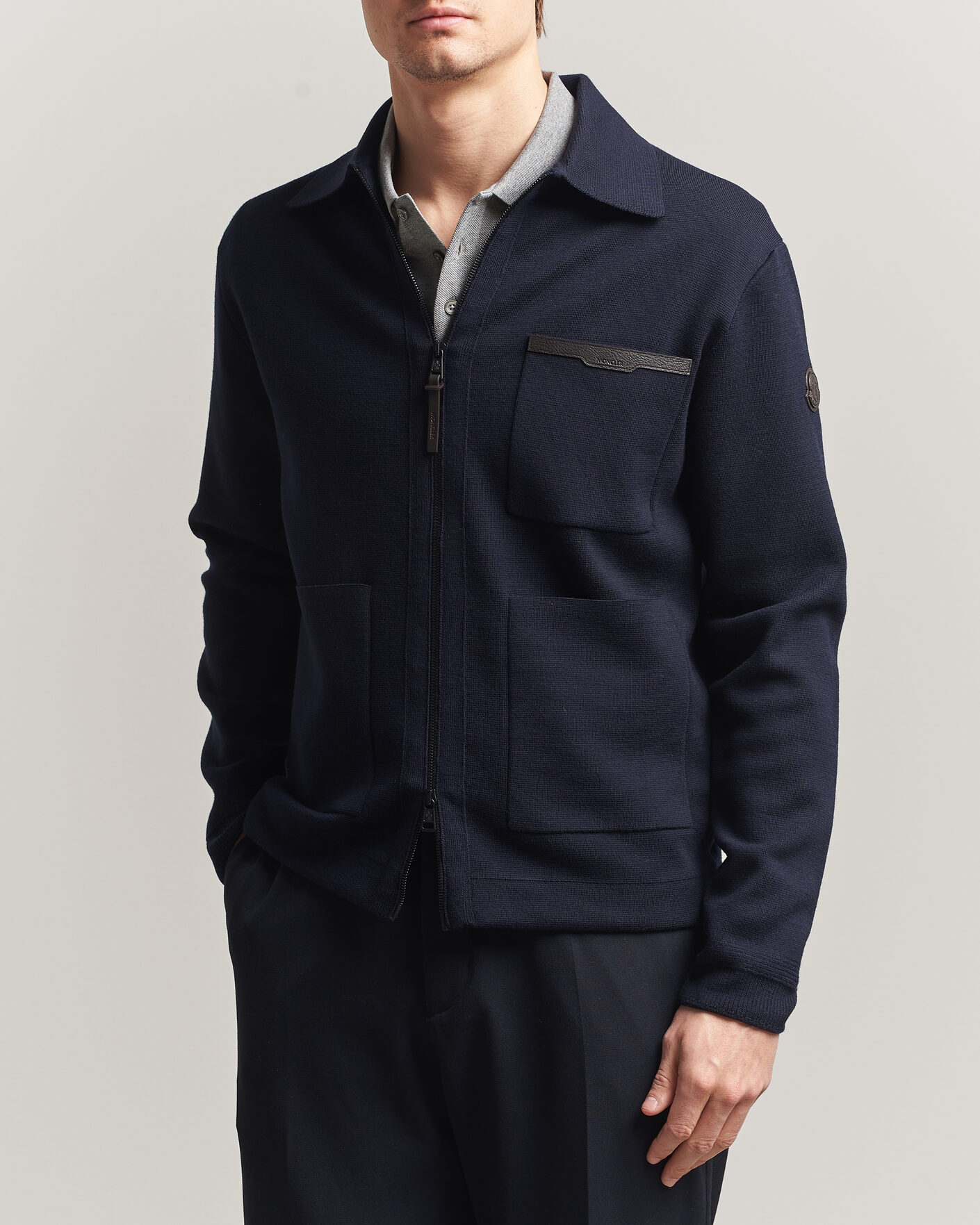 Homme | Pulls Et Tricots | Moncler | Zip Wool Cardigan Navy