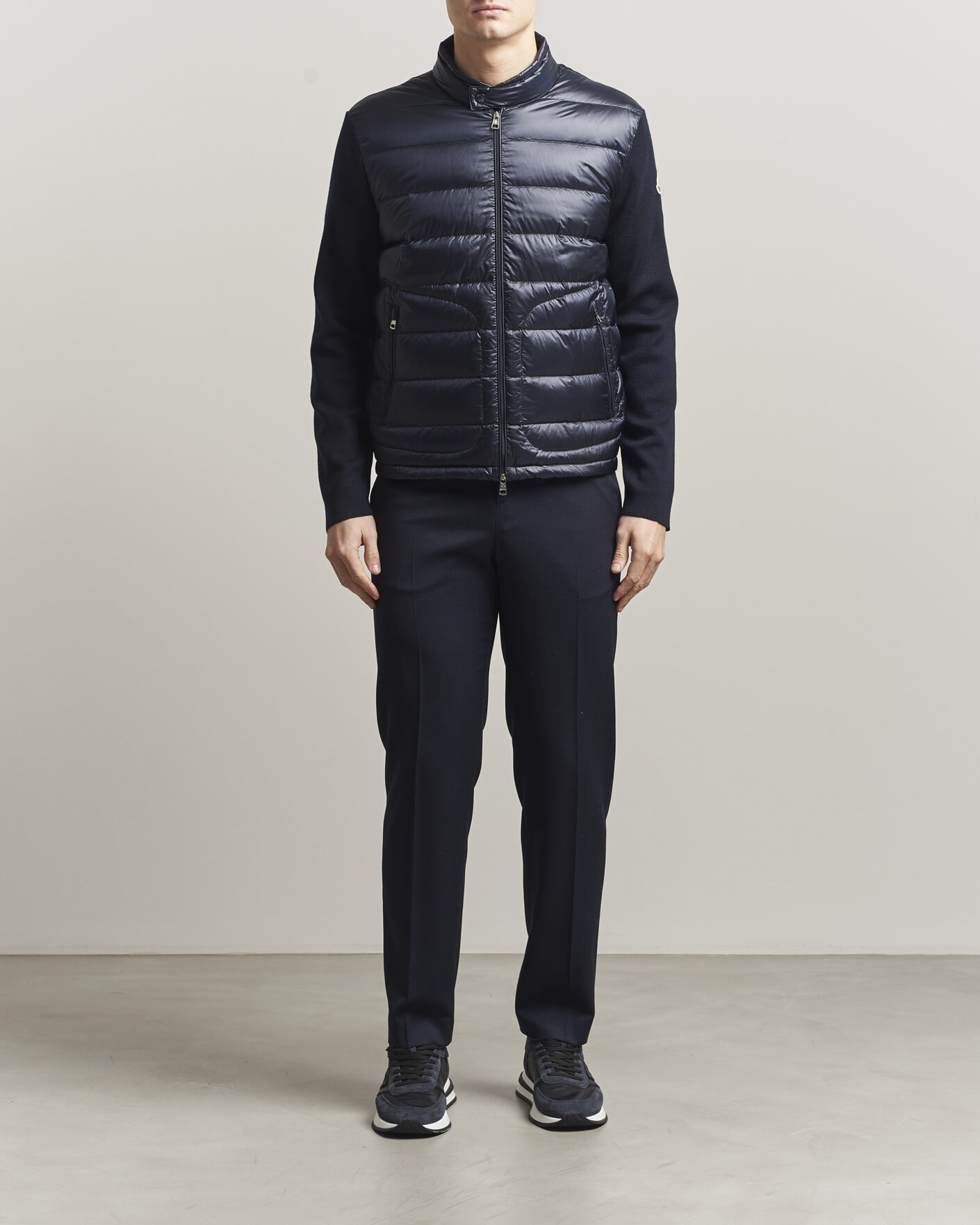 Heren | Jassen | Moncler | Hybrid Laque Zip Cardigan Navy