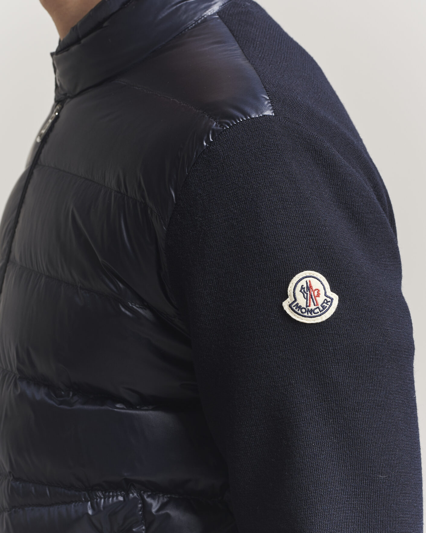 Heren | Jassen | Moncler | Hybrid Laque Zip Cardigan Navy