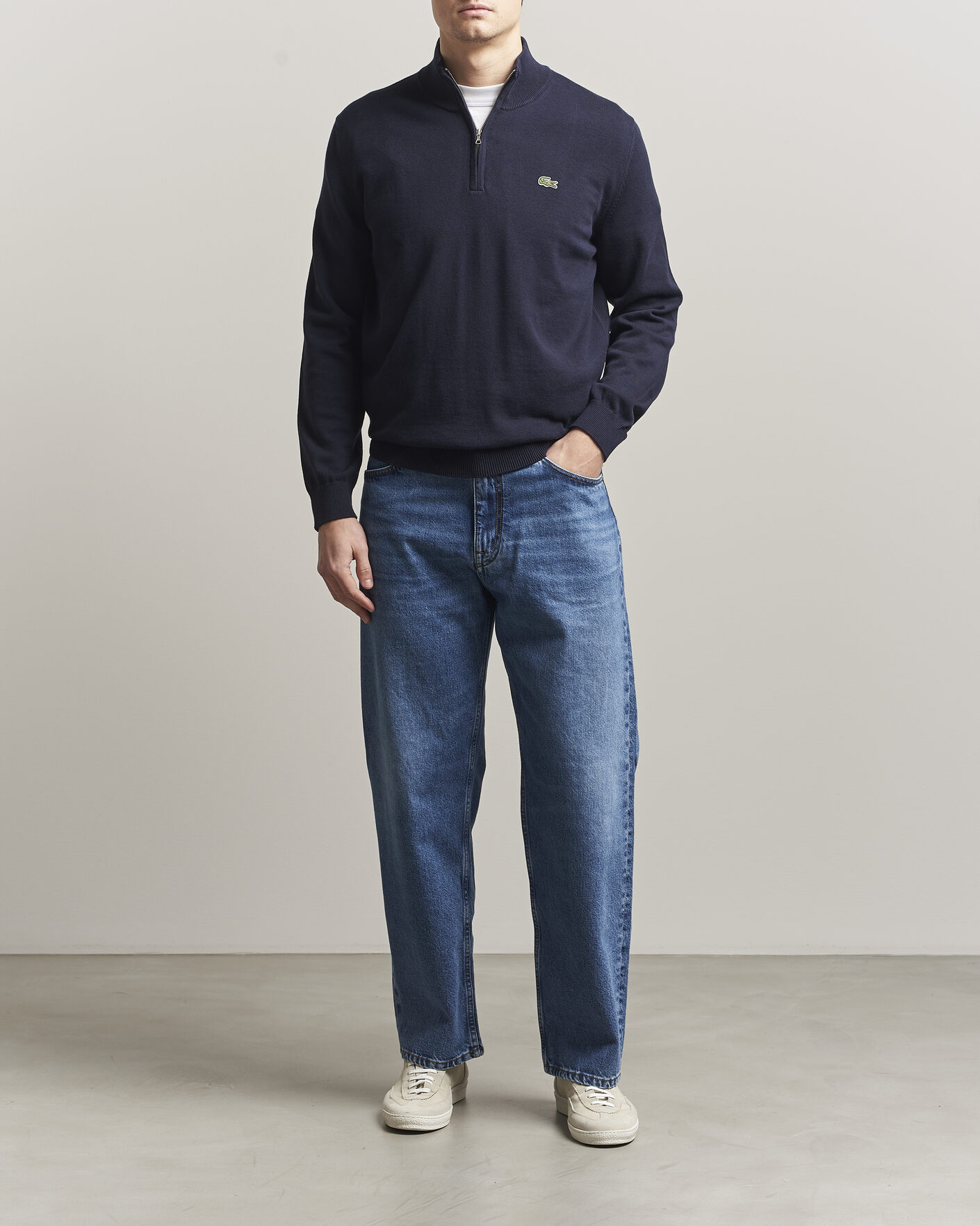 Heren | Truien | Lacoste | Cotton Knitted Half Zip Navy Blue