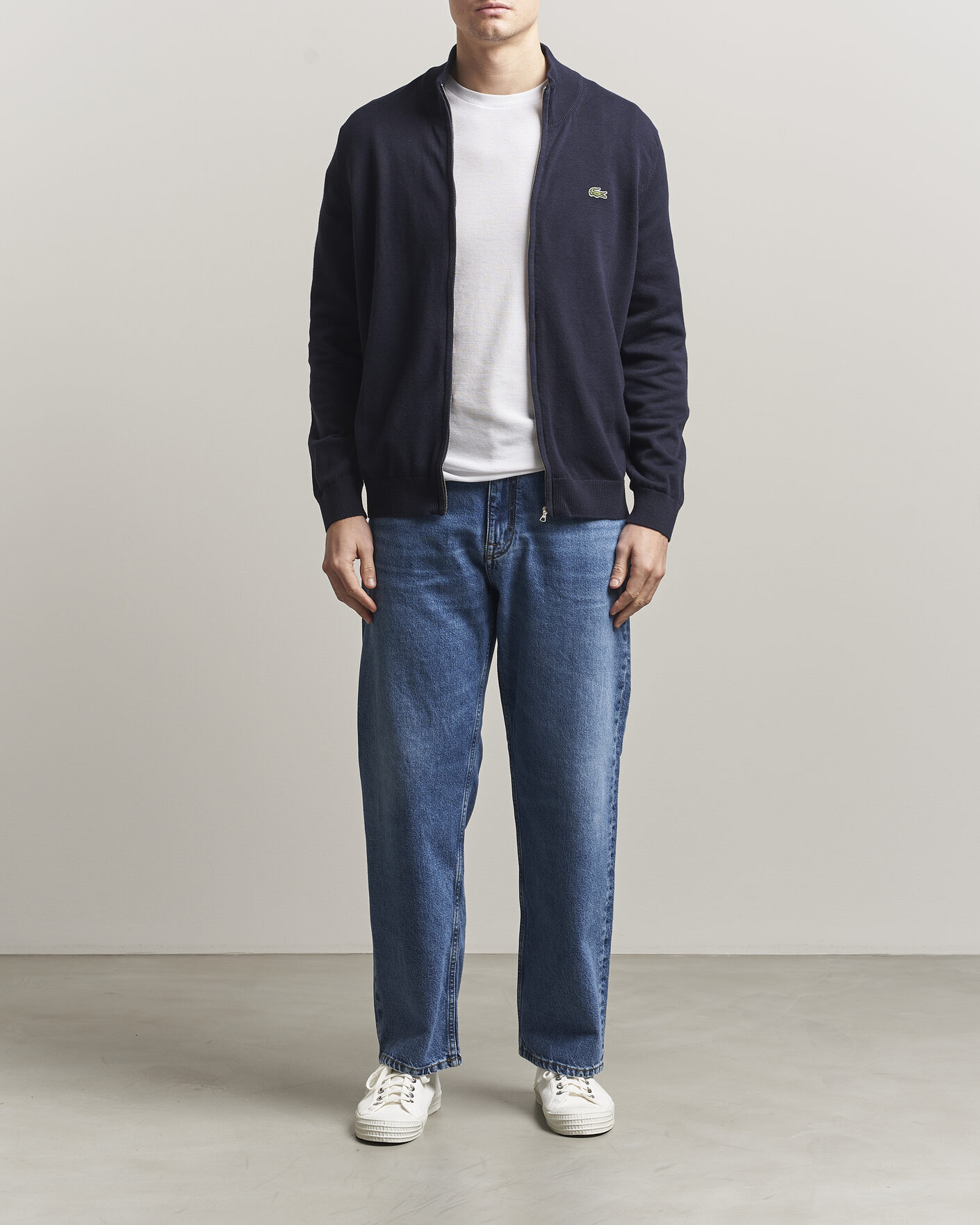 Heren | Truien | Lacoste | Cotton Knitted Full Zip Navy Blue