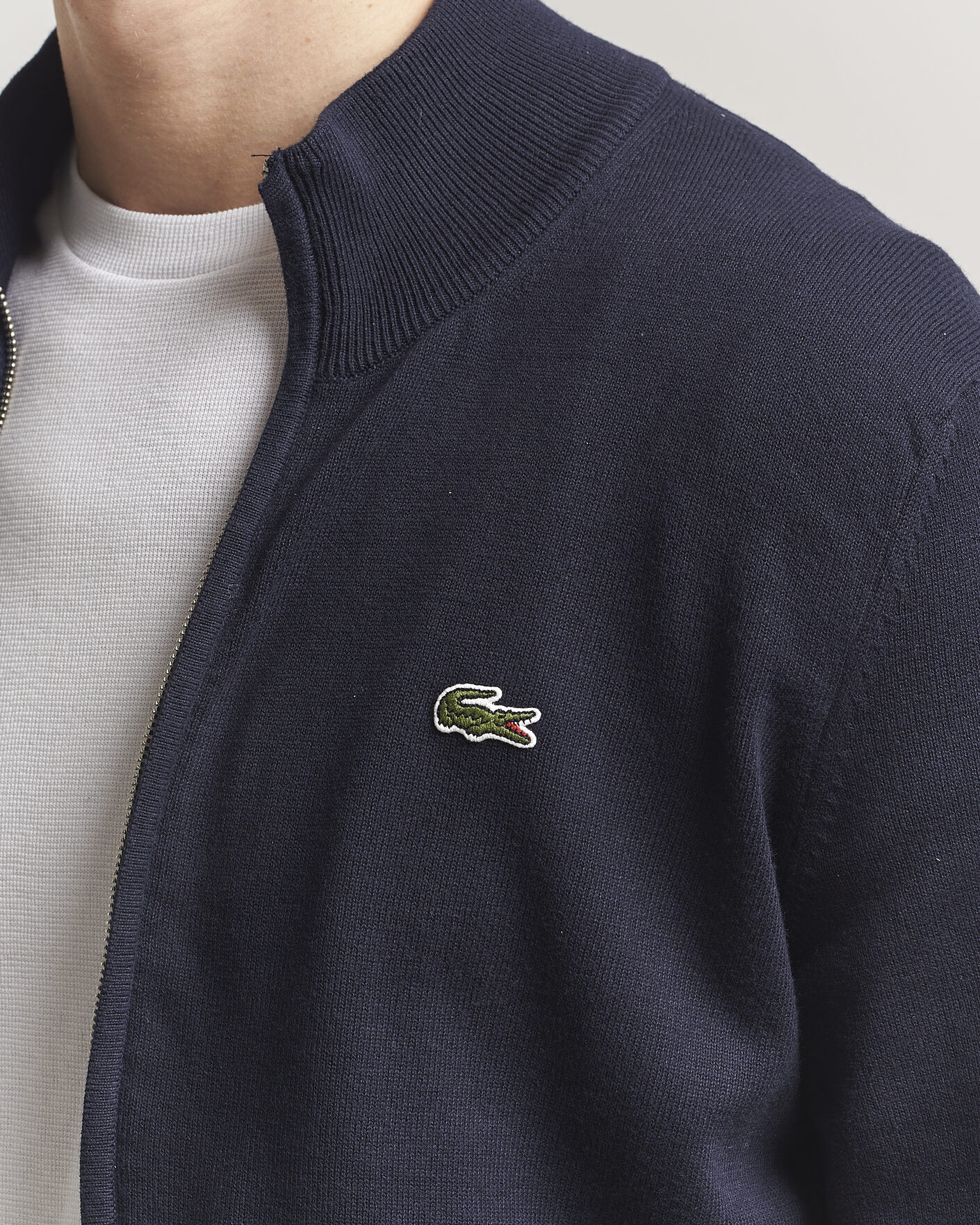 Heren | Truien | Lacoste | Cotton Knitted Full Zip Navy Blue