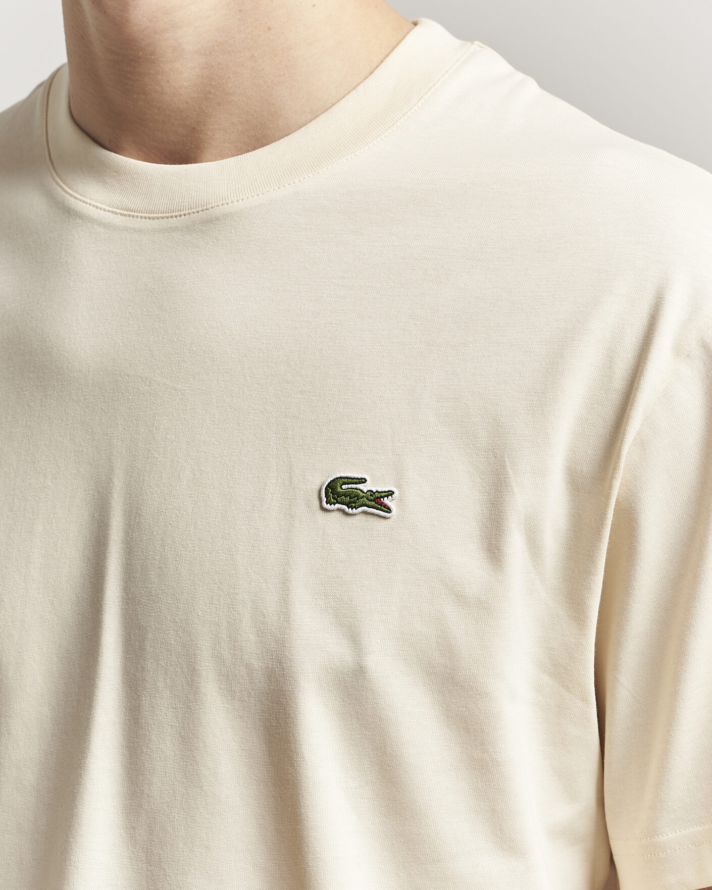 Heren | T-shirts | Lacoste | Crew Neck T-Shirt Naturel Clair